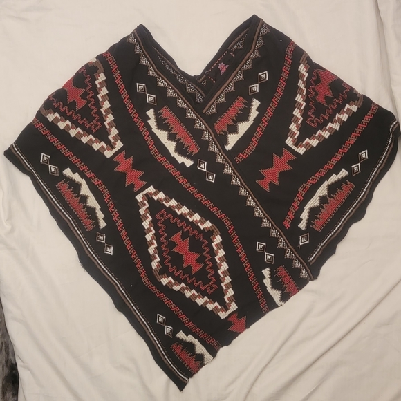 Johnny Was navy southwestern embroidered poncho S $285 - Picture 6 of 16